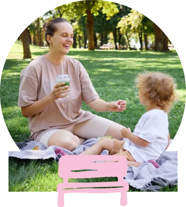mother and child camping